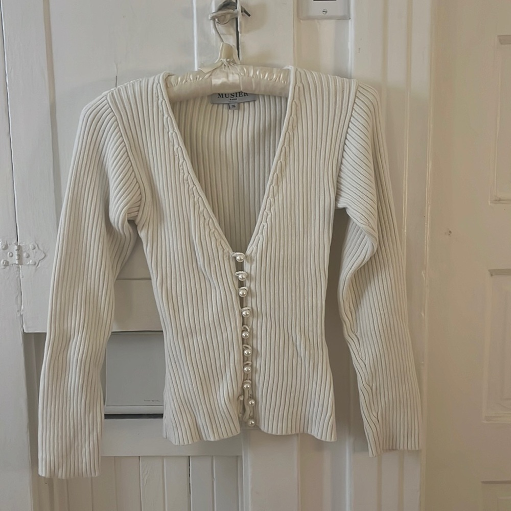 Musier Cardigan Sweater w Pearl Buttons-French girl/coquette. Blogger favorite!